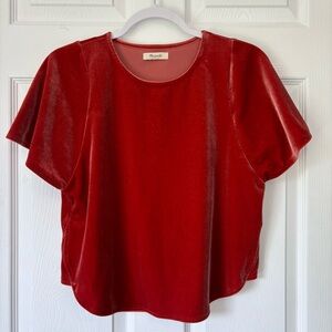 Madewell Burnt Orange Crop Style Top Women’s Size XXS Oversized Flutter Sleeve